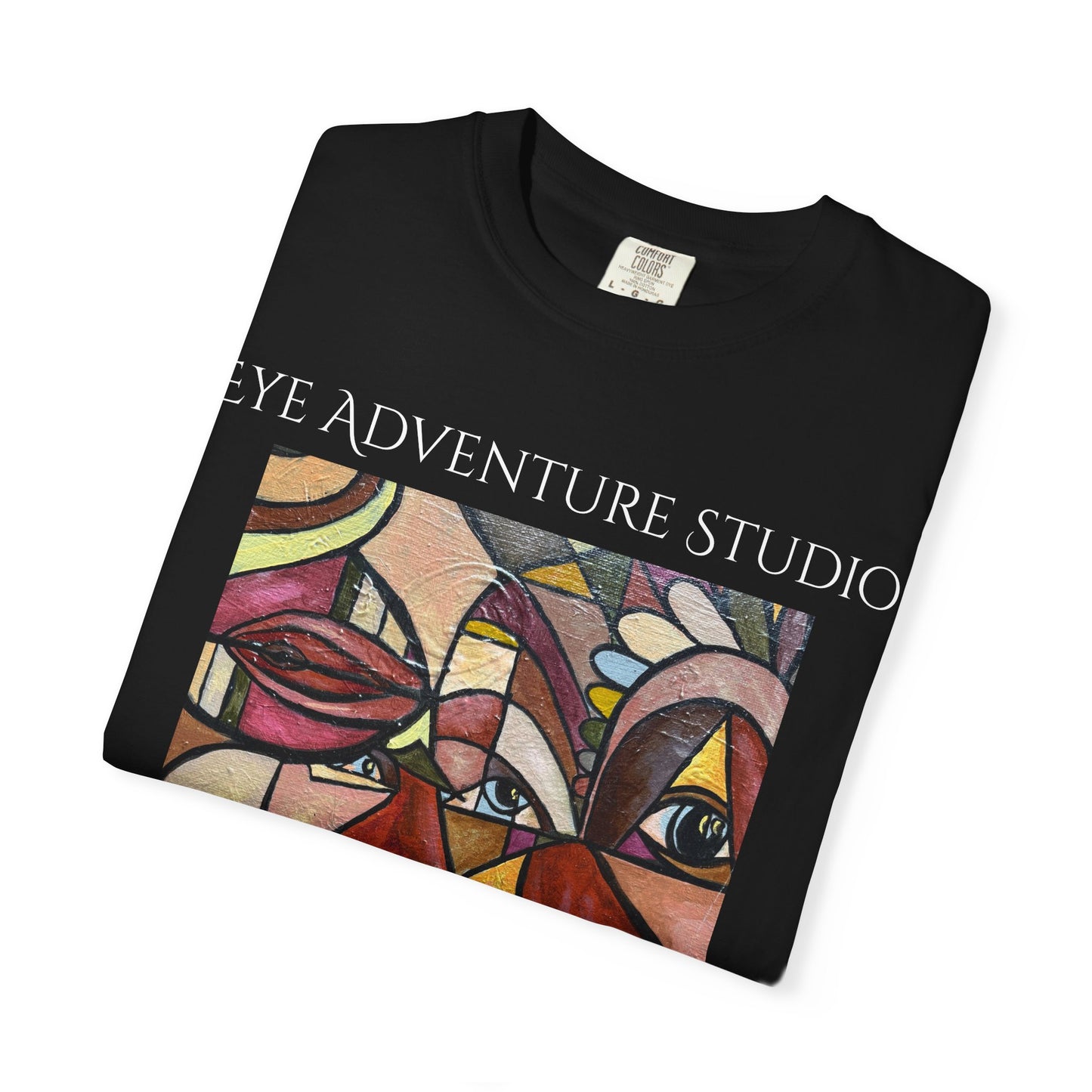 Abstract Cubist Faces T-Shirt — "EYE ADVENTU" Artistic Graphic Tee