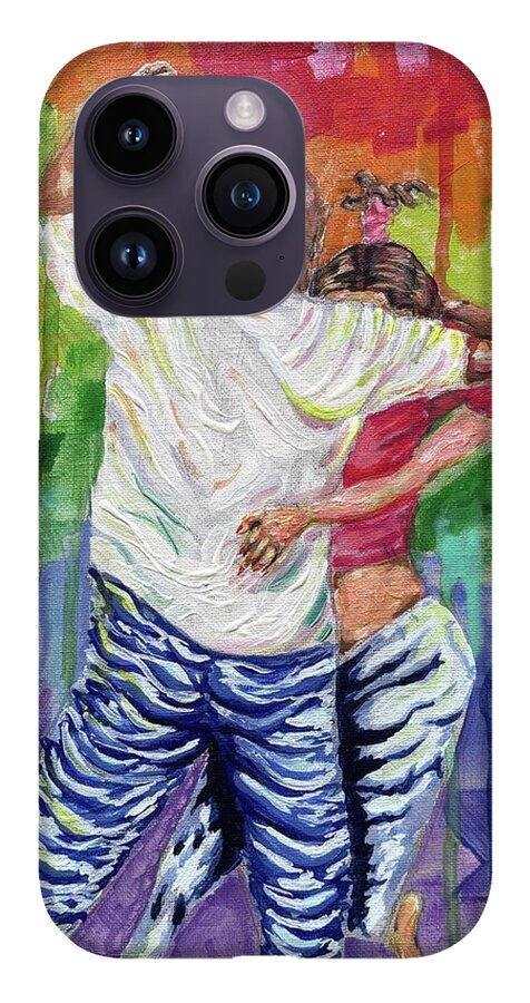 Couple Dancing with Rainbow Backdrop - Phone Case