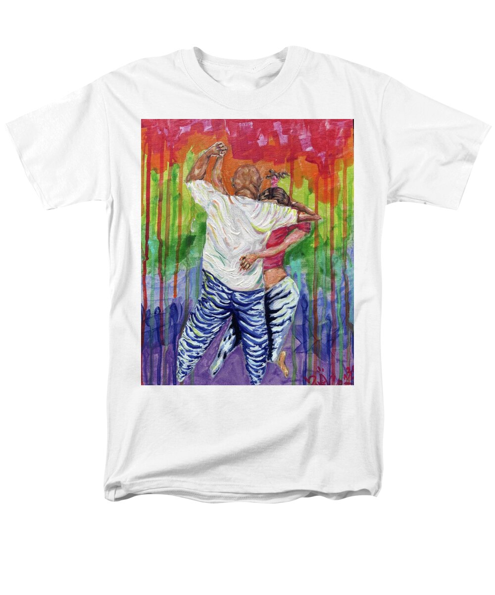 Couple Dancing with Rainbow Backdrop - Men's T-Shirt  (Regular Fit)