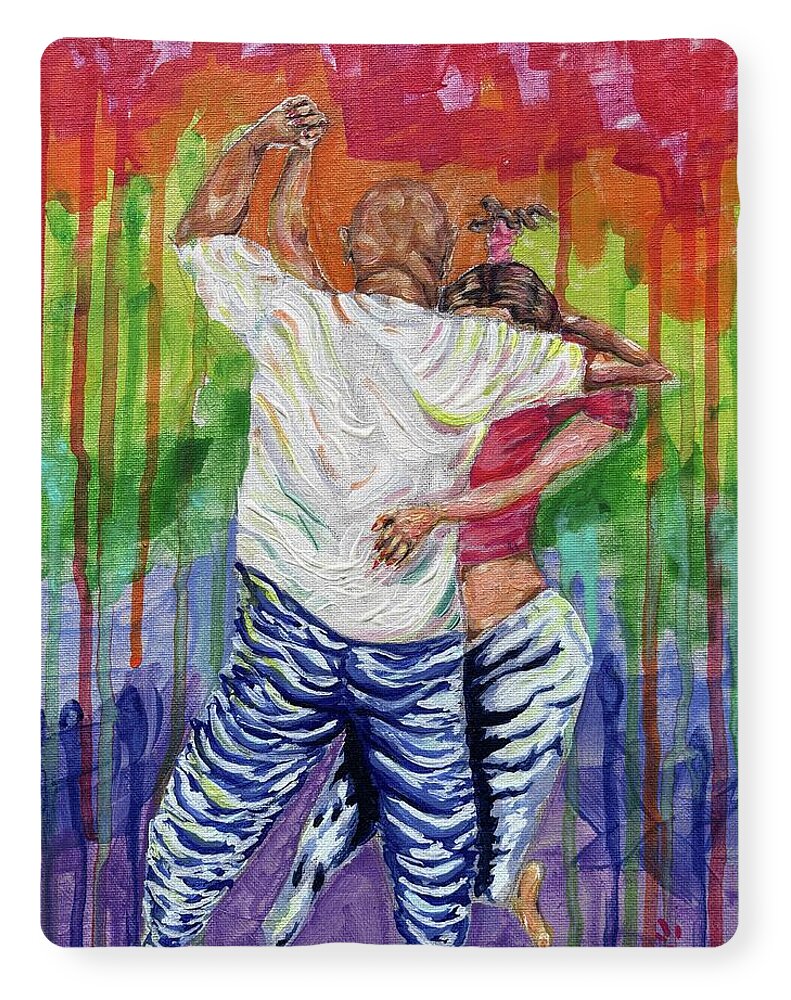 Couple Dancing with Rainbow Backdrop - Blanket