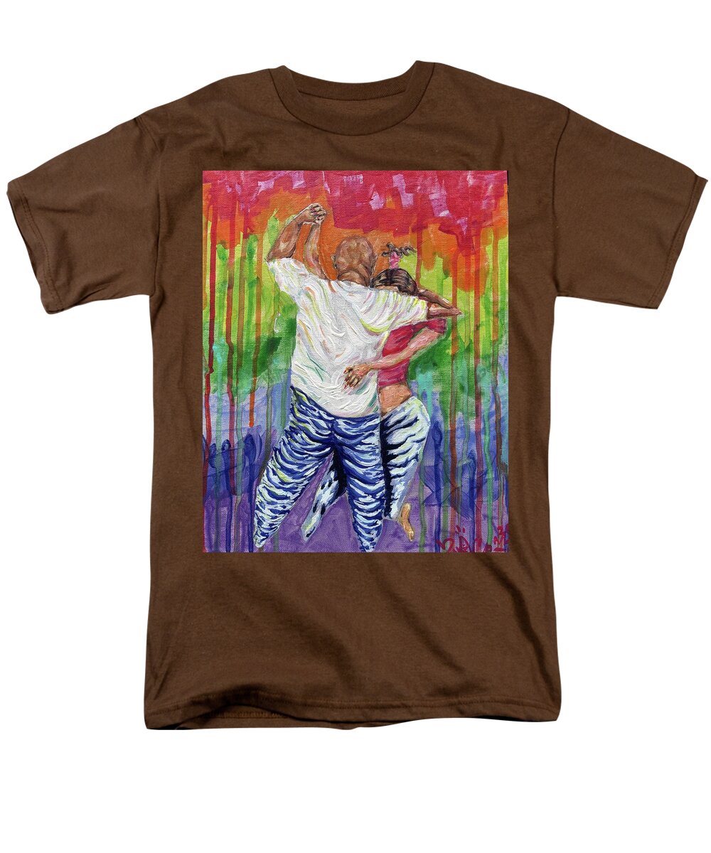 Couple Dancing with Rainbow Backdrop - Men's T-Shirt  (Regular Fit)