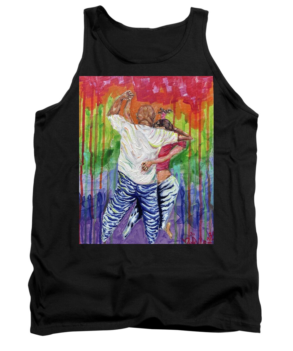Couple Dancing with Rainbow Backdrop - Tank Top