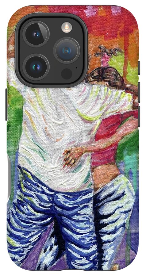 Couple Dancing with Rainbow Backdrop - Phone Case