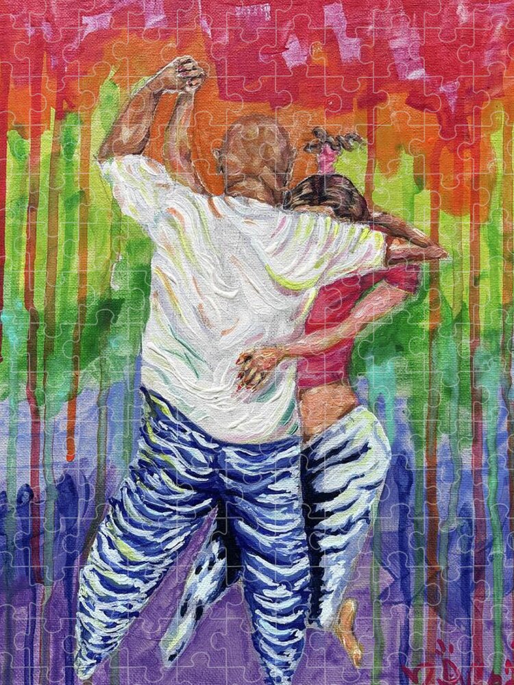Couple Dancing with Rainbow Backdrop - Puzzle