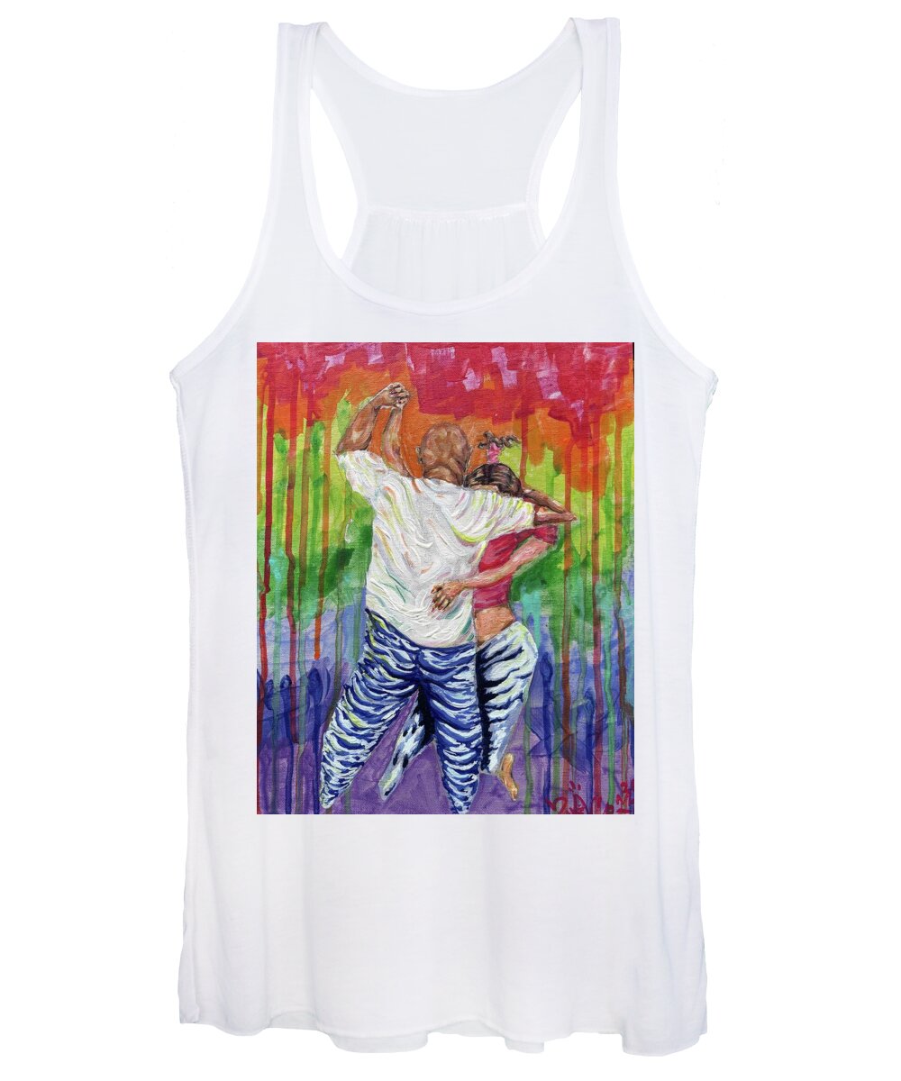Couple Dancing with Rainbow Backdrop - Women's Tank Top
