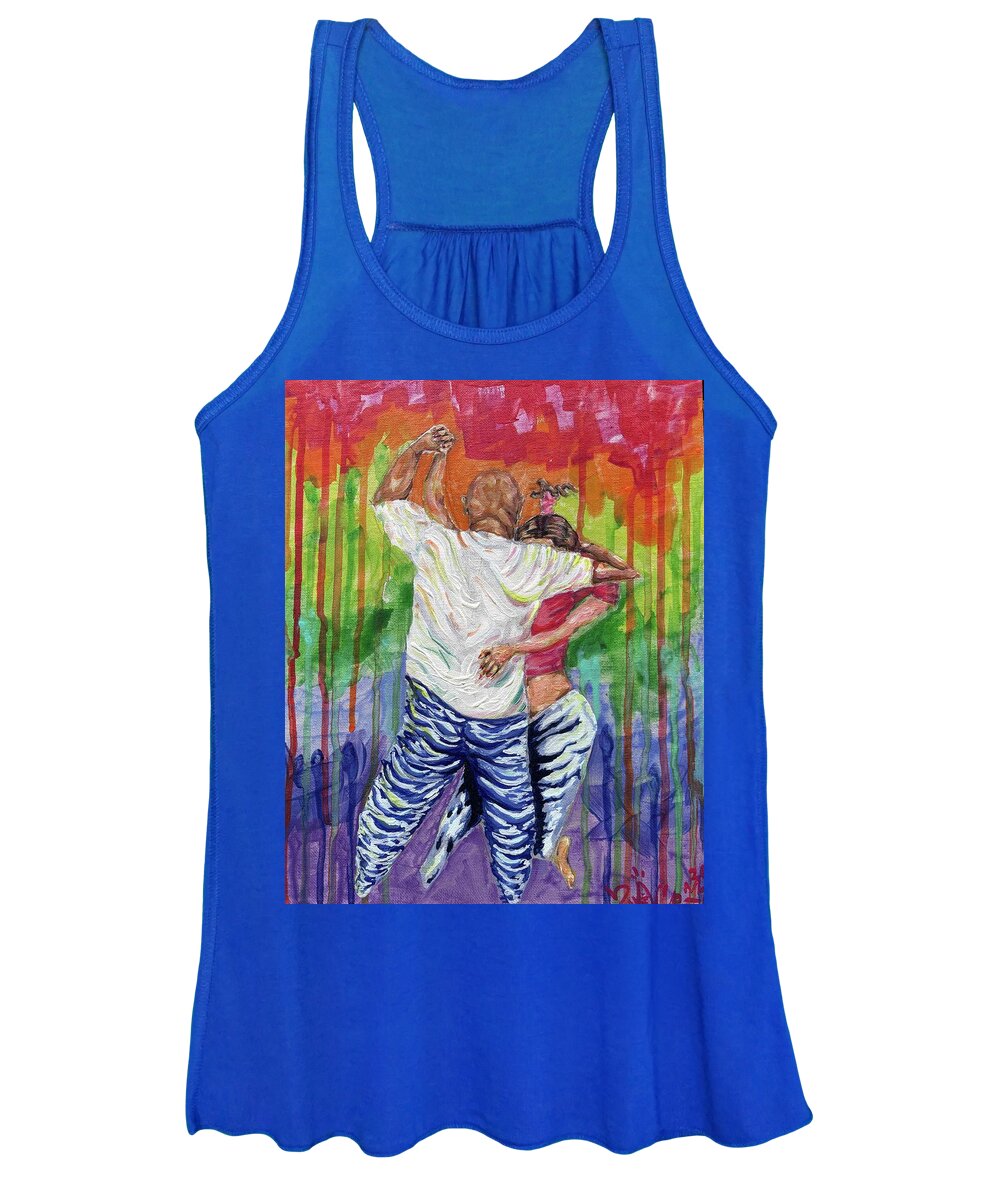 Couple Dancing with Rainbow Backdrop - Women's Tank Top