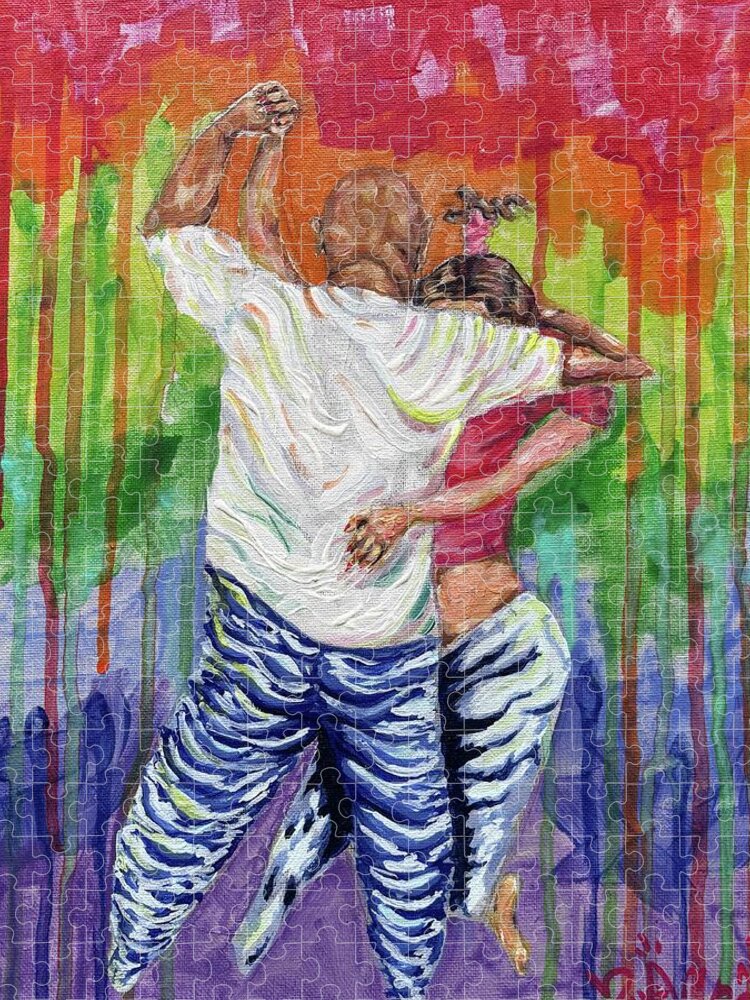 Couple Dancing with Rainbow Backdrop - Puzzle