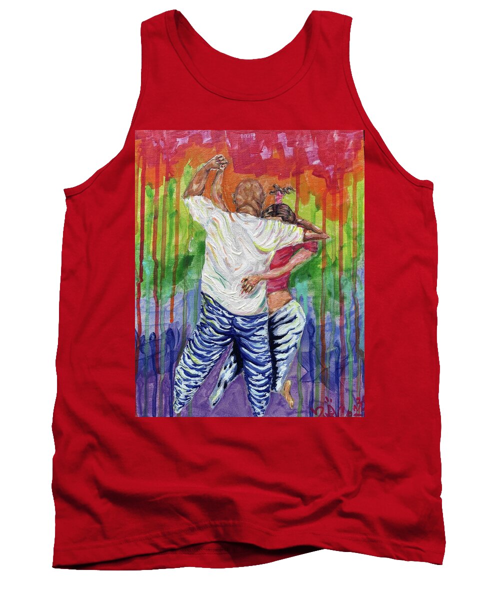 Couple Dancing with Rainbow Backdrop - Tank Top