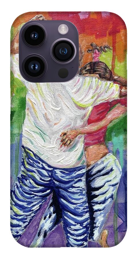 Couple Dancing with Rainbow Backdrop - Phone Case