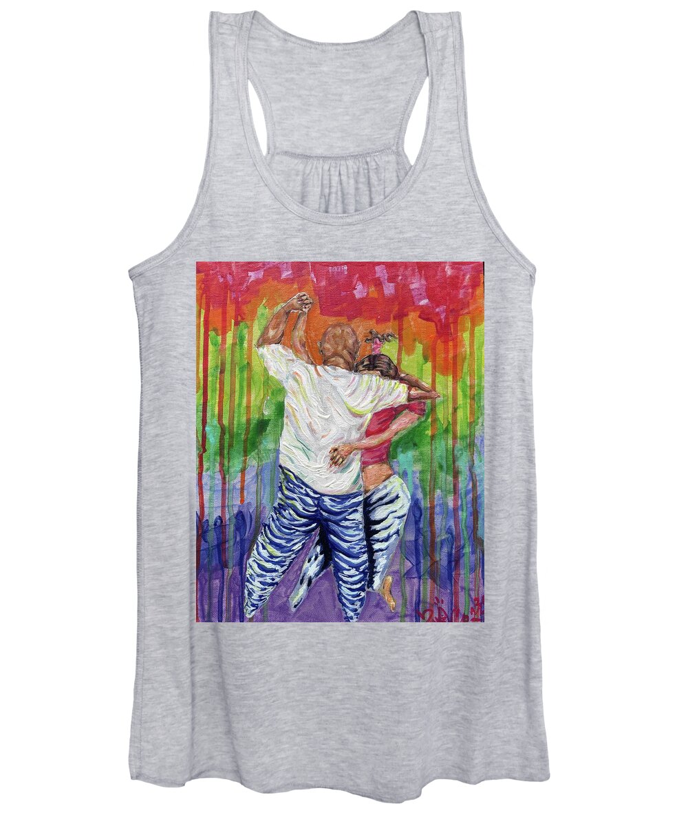 Couple Dancing with Rainbow Backdrop - Women's Tank Top