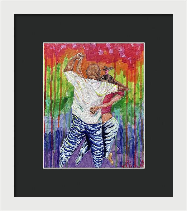 Couple Dancing with Rainbow Backdrop - Framed Print