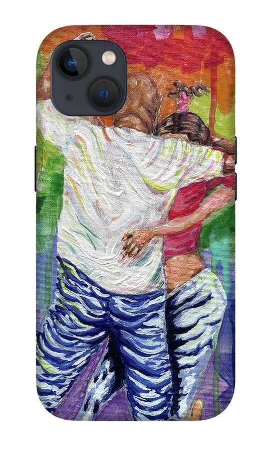 Couple Dancing with Rainbow Backdrop - Phone Case