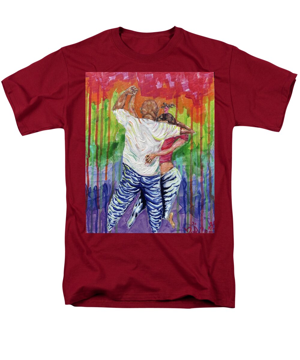 Couple Dancing with Rainbow Backdrop - Men's T-Shirt  (Regular Fit)
