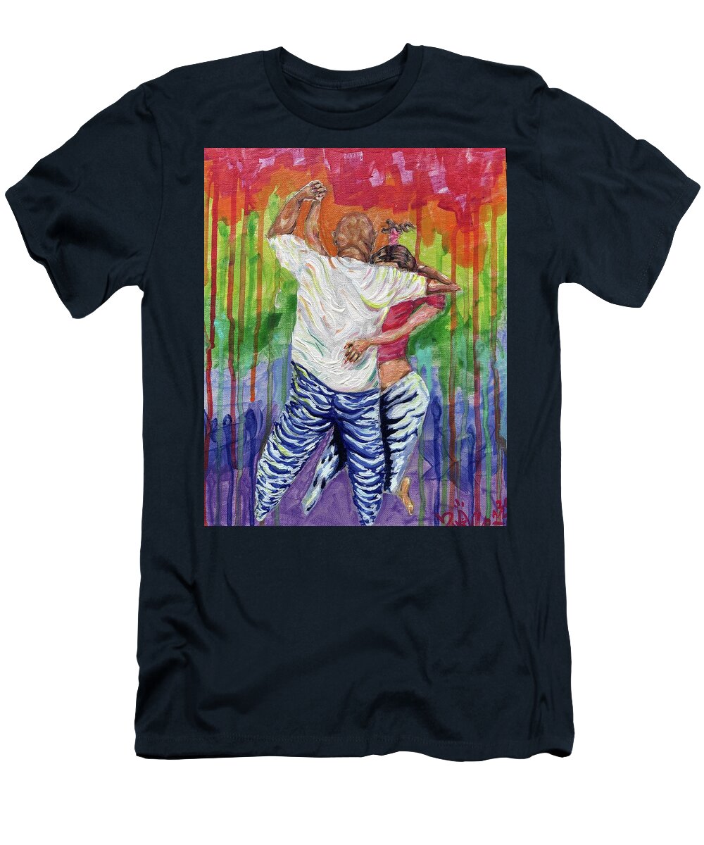 Couple Dancing with Rainbow Backdrop - T-Shirt
