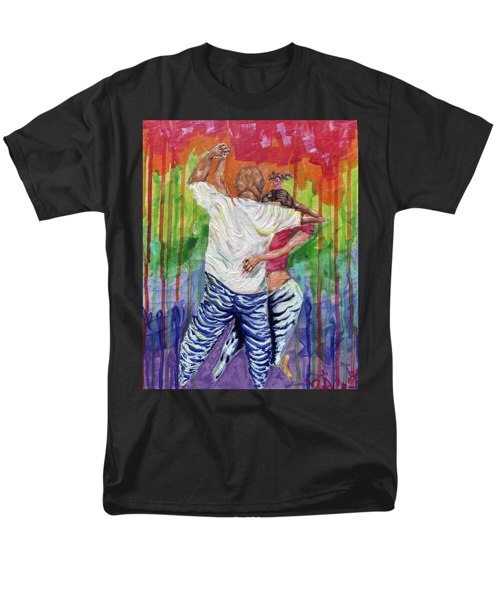 Couple Dancing with Rainbow Backdrop - Men's T-Shirt  (Regular Fit)