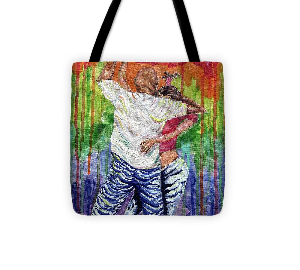 Couple Dancing with Rainbow Backdrop - Tote Bag