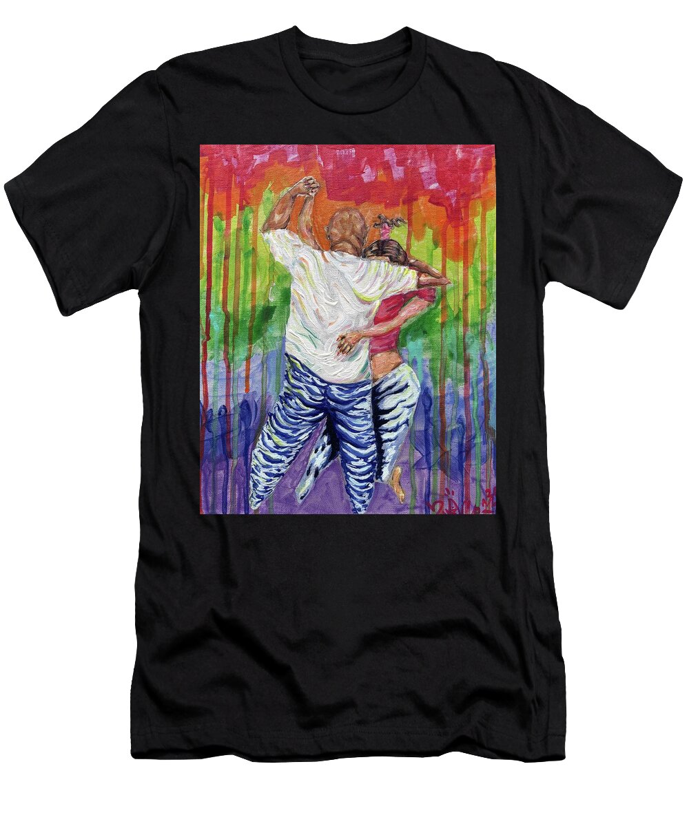 Couple Dancing with Rainbow Backdrop - T-Shirt