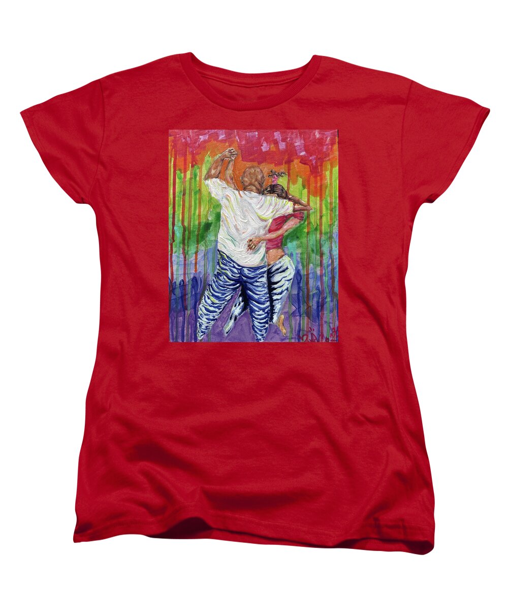 Couple Dancing with Rainbow Backdrop - Women's T-Shirt (Standard Fit)