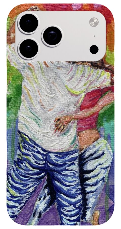 Couple Dancing with Rainbow Backdrop - Phone Case