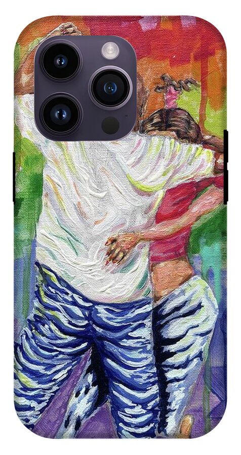 Couple Dancing with Rainbow Backdrop - Phone Case