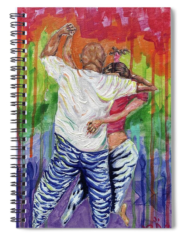 Couple Dancing with Rainbow Backdrop - Spiral Notebook