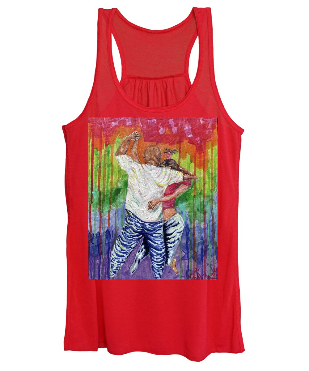 Couple Dancing with Rainbow Backdrop - Women's Tank Top