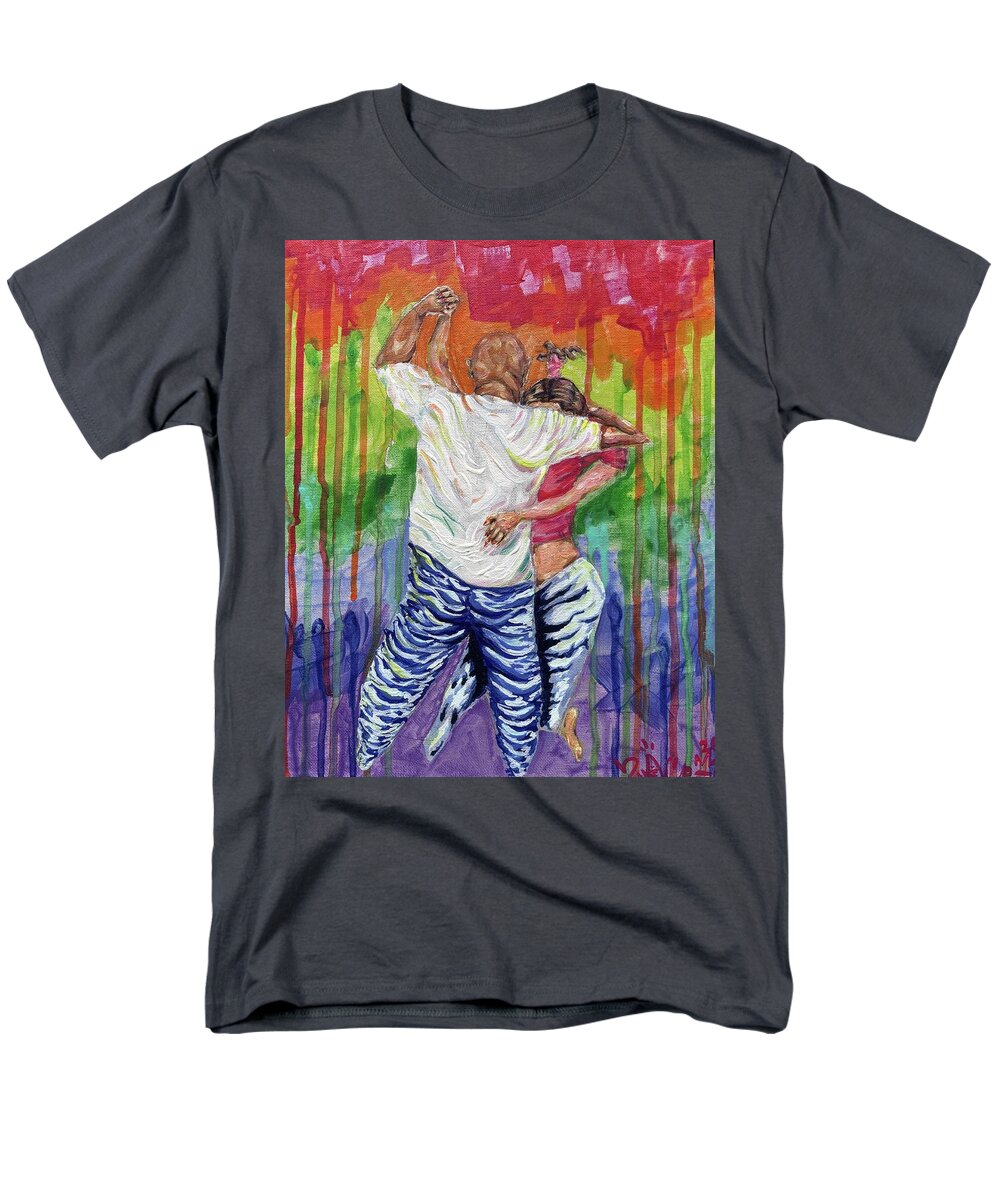 Couple Dancing with Rainbow Backdrop - Men's T-Shirt  (Regular Fit)