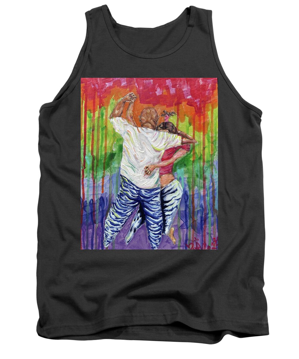 Couple Dancing with Rainbow Backdrop - Tank Top