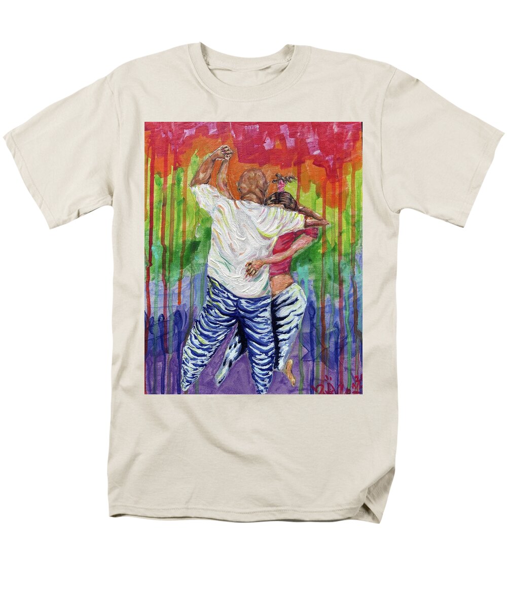 Couple Dancing with Rainbow Backdrop - Men's T-Shirt  (Regular Fit)