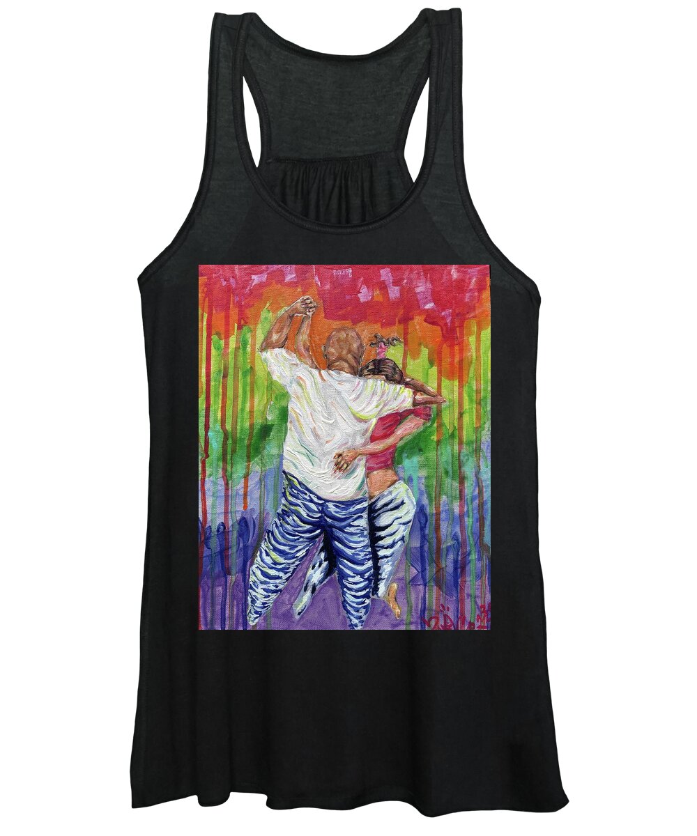 Couple Dancing with Rainbow Backdrop - Women's Tank Top