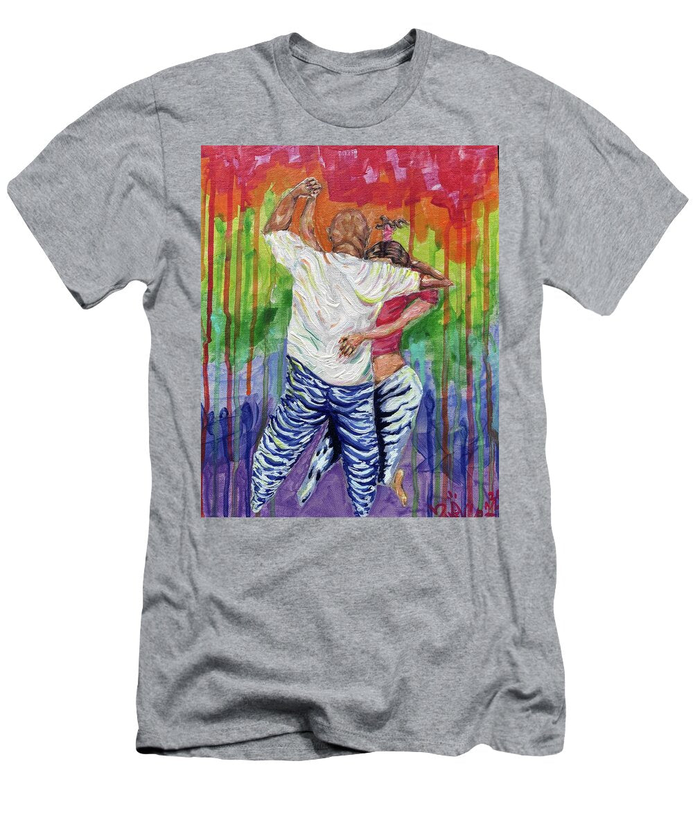 Couple Dancing with Rainbow Backdrop - T-Shirt