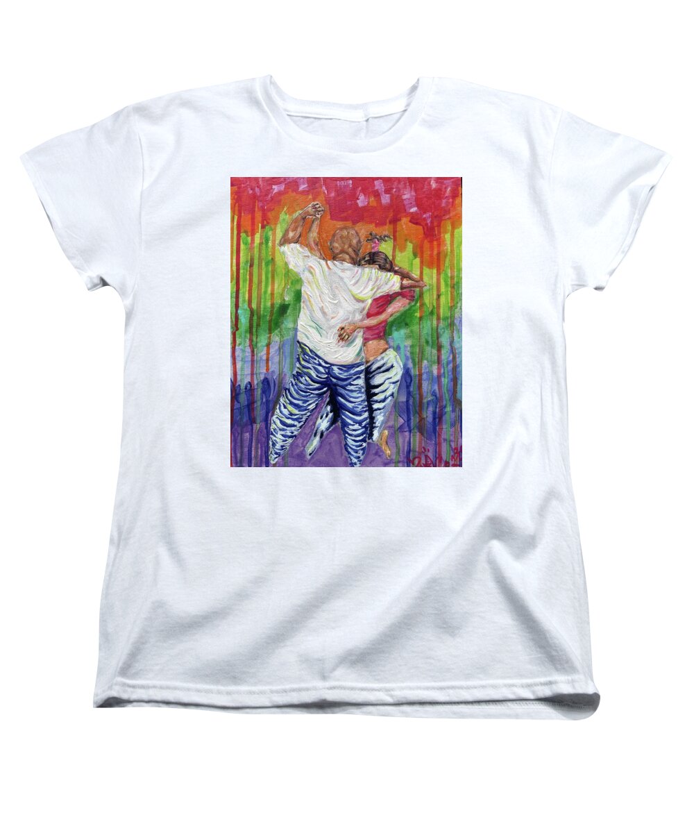 Couple Dancing with Rainbow Backdrop - Women's T-Shirt (Standard Fit)
