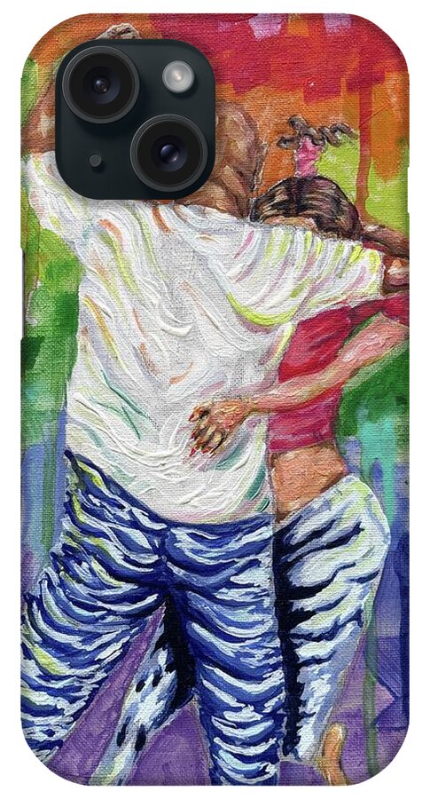 Couple Dancing with Rainbow Backdrop - Phone Case
