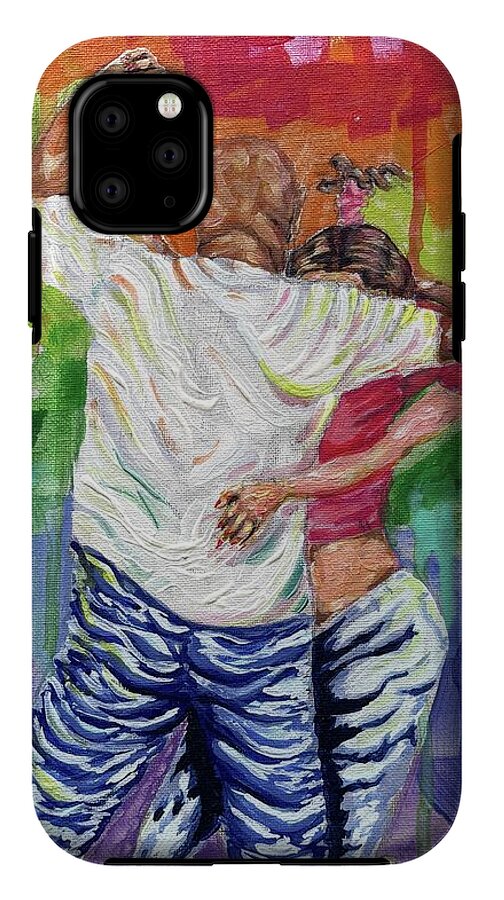 Couple Dancing with Rainbow Backdrop - Phone Case