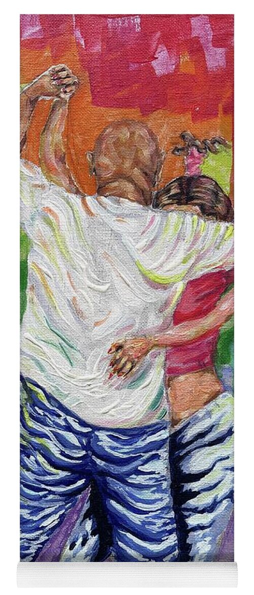 Couple Dancing with Rainbow Backdrop - Yoga Mat