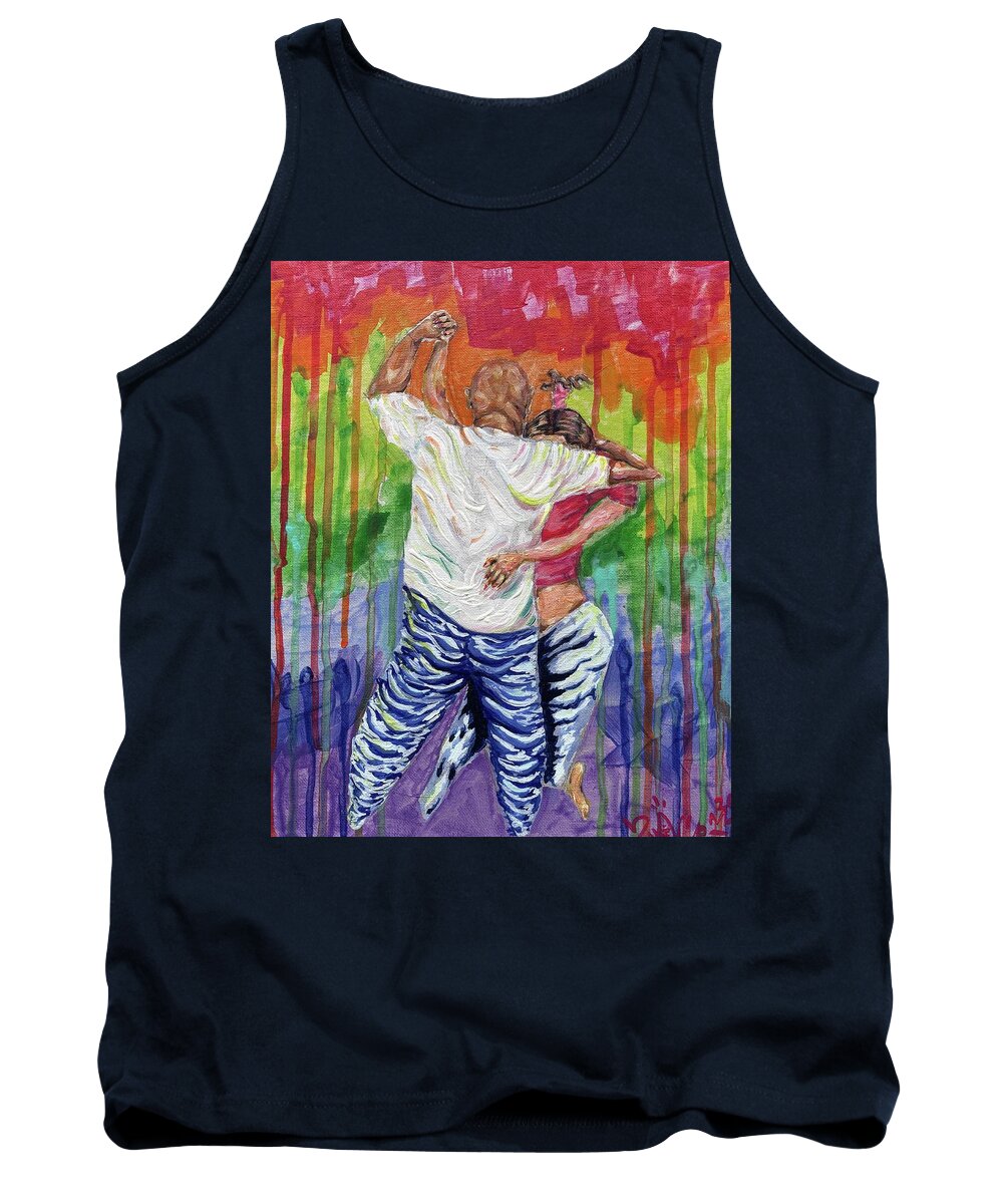 Couple Dancing with Rainbow Backdrop - Tank Top