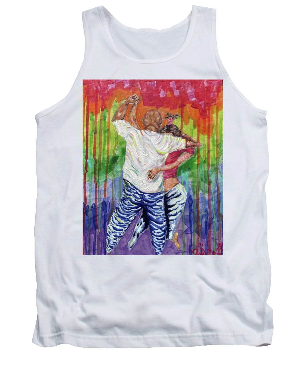 Couple Dancing with Rainbow Backdrop - Tank Top