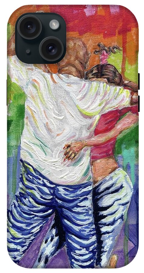 Couple Dancing with Rainbow Backdrop - Phone Case