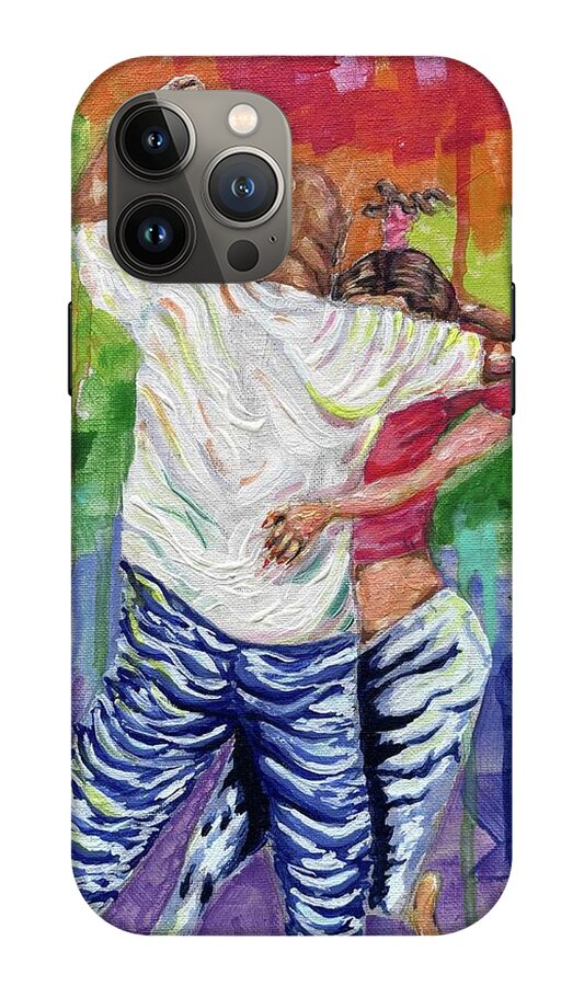 Couple Dancing with Rainbow Backdrop - Phone Case