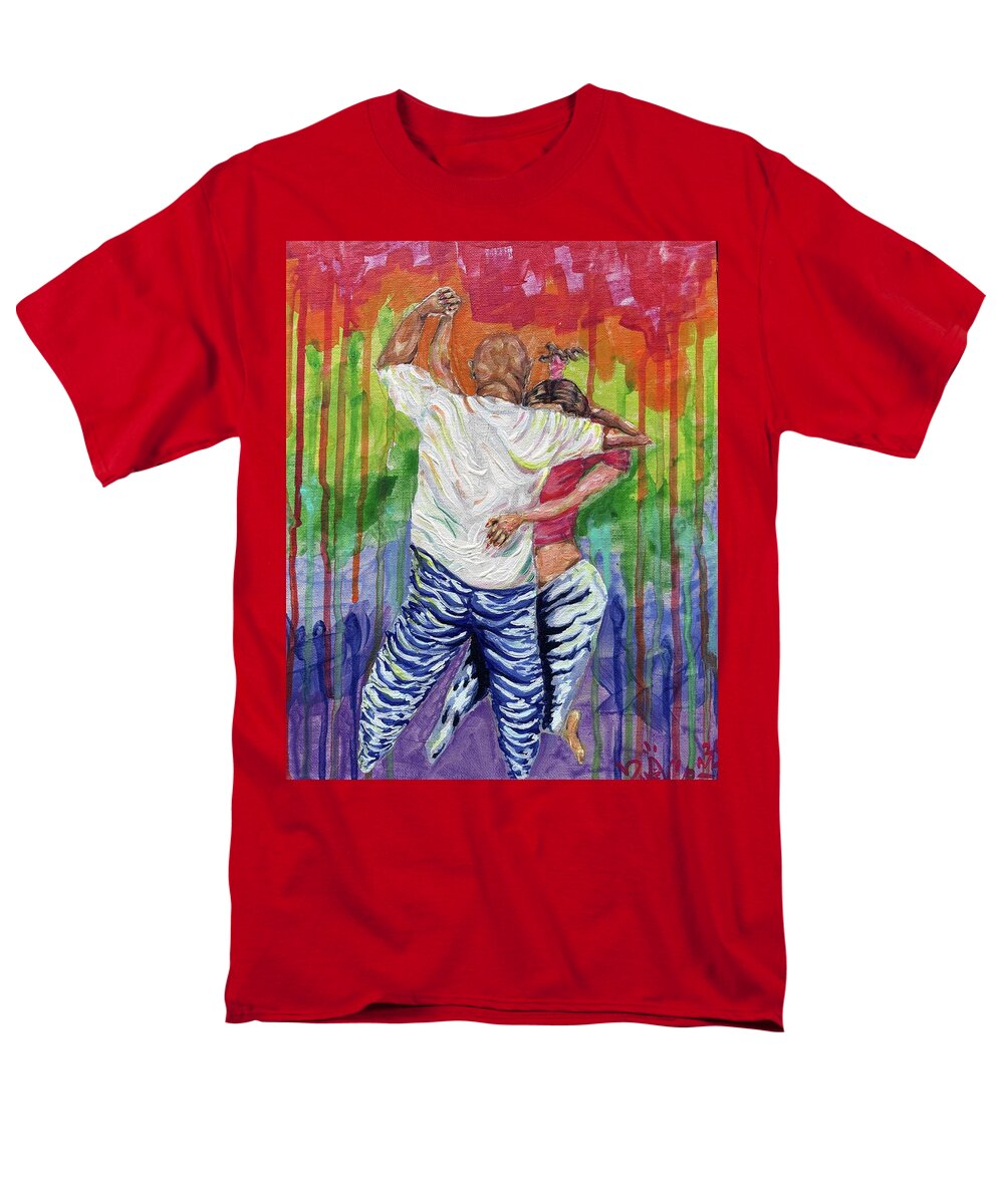 Couple Dancing with Rainbow Backdrop - Men's T-Shirt  (Regular Fit)